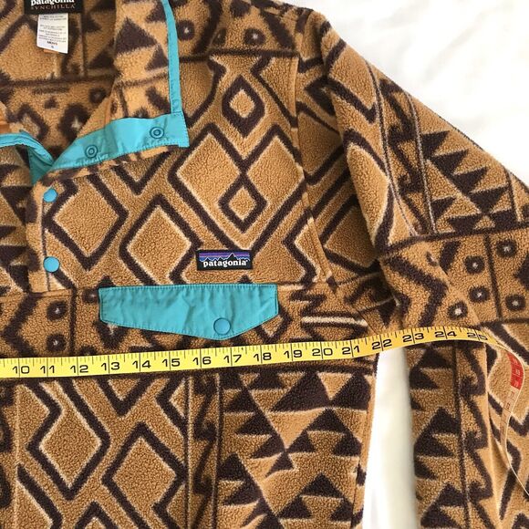 Patagonia Synchilla Montana Siete Brown Bear Snap-T Fleece Pullover Mens S Vtg - Picture 8 of 10